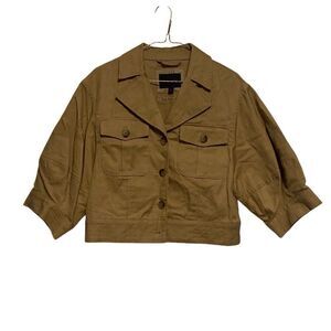 NWT Banana Republic Expedition Elbow Sleeve Linen Blend Cropped Blazer Tan Small